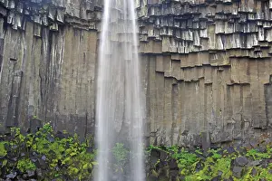 Icelandic Landscapes Prints: Columnar basalt with waterfall