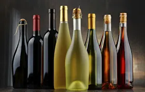 Eco Friendly Waste Separation Prints: Composition with assorted bottles of wine