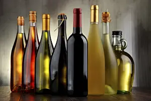 Assorted Wine Bottles Prints: Composition with assorted bottles of wine