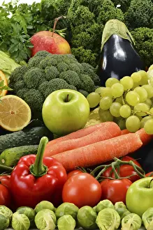 Raw Organic Vegetables Prints: Composition with assorted raw organic vegetables