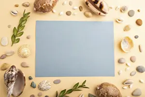 Green Boxwood Decoration Prints: Composition with blue paper sheet