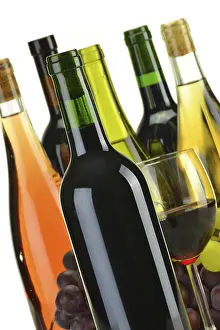 Deserted Restaurant Prints: Composition bottles of wine of different sort