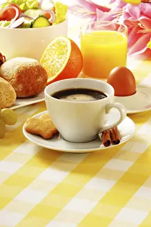 Gastronomy Table Setting Prints: Composition with breakfast on the table
