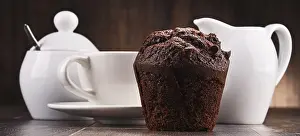 Hot Beverage Images Prints: Composition with cup of coffee and muffin
