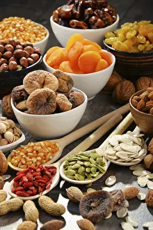 Appetizing Still Life Images Prints: Composition with dried fruits and assorted nuts