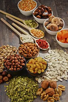 Assorted Nuts Photography Prints: Composition with dried fruits and assorted nuts