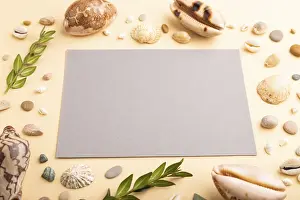 Green Boxwood Decoration Prints: Composition with gray paper sheet