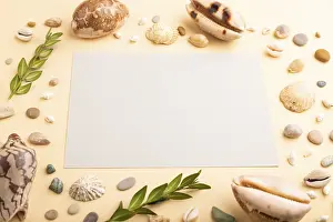 Travel Concept Image Prints: Composition with gray paper sheet