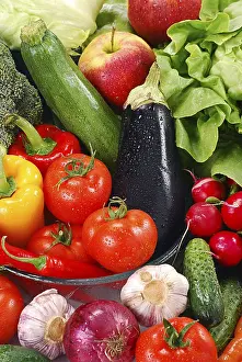 Nutritionally Balanced Diet Prints: Composition with raw vegetables