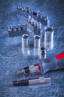 Handicraft Construction Tools Prints: Composition of screwdriver with replaceable heads