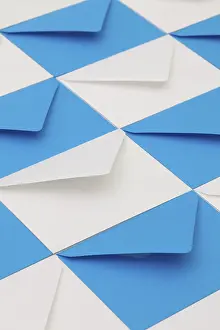 Stationery Supplies Prints: Composition with white and blue envelopes on the table