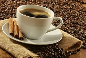 No People In The Scene Prints: Composition with white cup of coffee