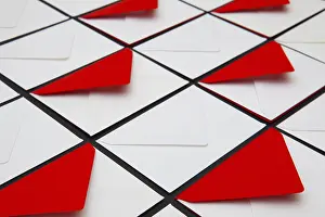 Holiday Table Setting Prints: Composition with white and red envelopes on the table