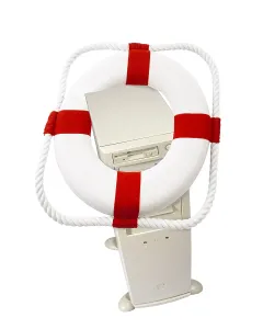Confidentiality Measures Prints: Computer tower and lifesaver, symbol for computer security