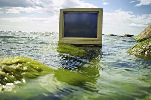 Framed Print : Computer Technology and Ocean Print Framed Print : Computer Technology and Ocean Print