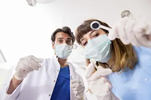 Doctor Patient Relationship Prints: Concept of treating teeth at dentists