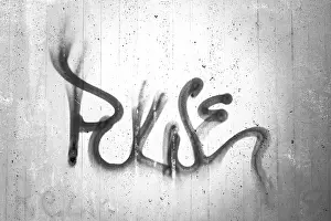 Abstract Art Prints: Concrete Wall Texture with Graffiti Print