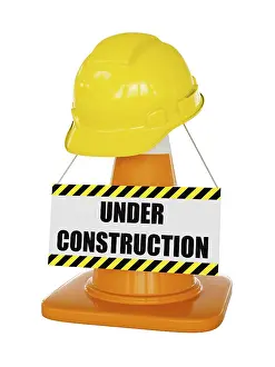 Yellow Hard Hat Prints: Under construction concept background