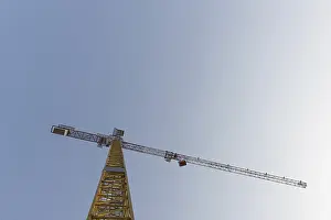 Fine Weather Pictures Prints: Construction Crane Against Blue Sky