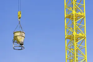 Construction Crane Prints: Construction crane with concrete bucket