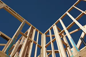 Residential Construction Framing Prints: Construction Home Framing Abstract