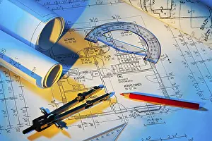 Austrian Architecture Plans Prints: Construction plan for a residential building