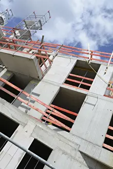 House Building Process Prints: Construction site, shell, house construction