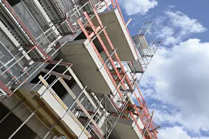 House Building Process Prints: Construction site, shell, house construction