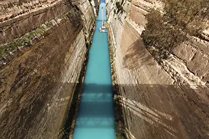 Peloponnese Landscape Photography Prints: Construction work in the Corinth Canal