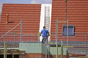 New Construction Site Prints: Construction worker (bricklayer) on the building site (Mutterstadt development area)