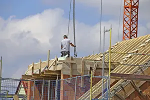New Construction Site Prints: Construction worker (bricklayer) on the building site (Mutterstadt development area)