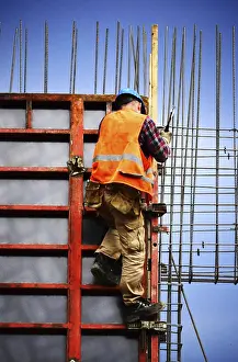 Handicraft Tools Prints: Construction worker at work