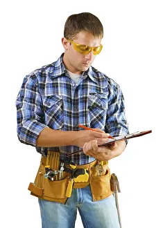 Construction Worker Prints: Construction worker writing in paperclip