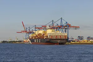 Prints of Container ships, Burchardkai container terminal, port, Hamburg, Germany Hamburg Prints: Container Ships at Burchardkai Container Terminal Print, Hamburg, Germany