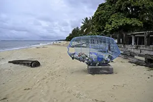 Related Prints: Container for plastic waste on Gabon beach Print