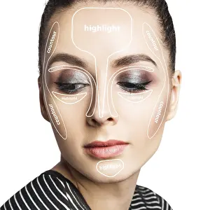 Glamorous Makeup Look Prints: Contour and highlight tutorial makeup