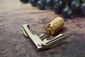 Wine Grape Nutrition Facts Prints: Corks with corkscrew and grapes, Germany