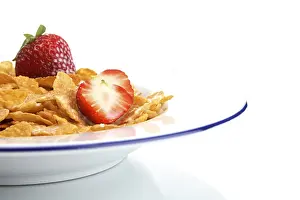 Strawberry Fruit Photography Prints: Cornflakes with strawberries