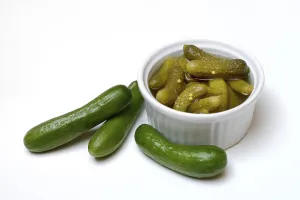 German Produce Prints: Cornichons in shell and young cucumbers