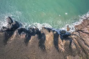 Cornwall Coastline View Prints: Top Down over Cornwall Coastline