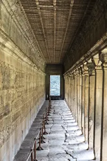 Angkor Wat Temple Complex Prints: Corridor in the Angkor Wat temple complex