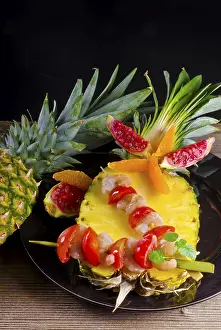 Tropical Fruit Still Life Prints: Crab spits with pineapple