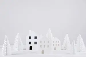 Deserted Castle Prints: Crafted town with pine trees