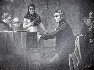 Woodcut Reproduction Prints: The creation of the Moonlight Sonata