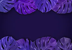 Surrealism Prints: Vibrant Tropical Print with Gradient Leaves