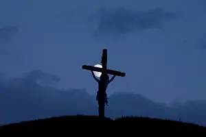 Christian Crucifix Prints: Crucifix by moonlight