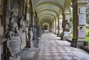 Pillar Halls And Corridors Prints: Crypt arcades, grave counters in the arcade of St