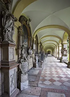 Burial Sites In Europe Prints: Crypt arcades, grave counters in the arcade of St
