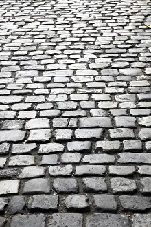 No People On The Road Prints: Cube stone structure of Prague road