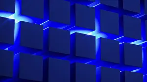 Blue Light Cube Structure Prints: Cube structures create a captivating geometric arrangement highlighted by blue light